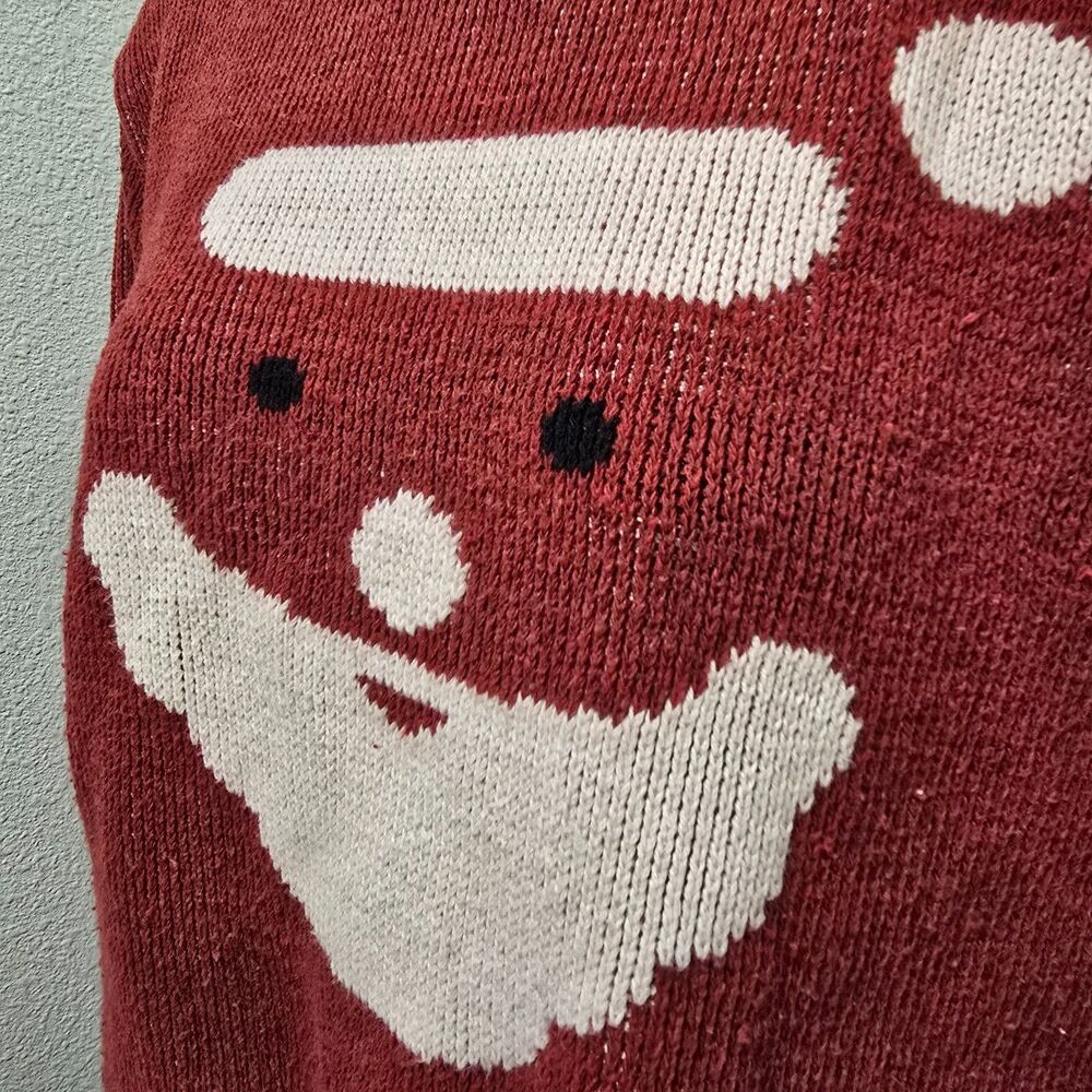 Vtg Binghamton Red Santa Claus Sweater Womens Small Party Holiday Christmas USA